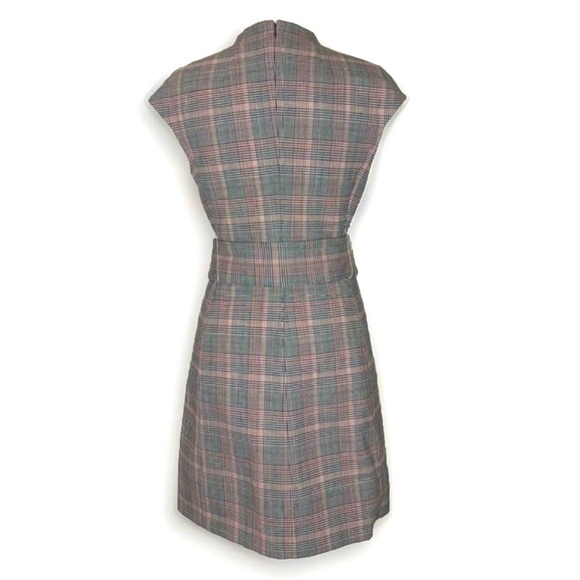 NWT Theory Wool blend Belted Plaid Check Sheath Dress 6 - Picture 6 of 12